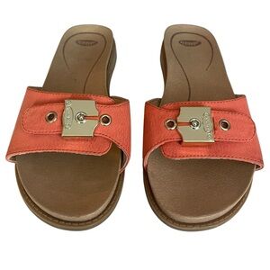 Dr. Scholl's Sandals Women’s 7.5 Orange Originalist Buckle Slide Slides Flats